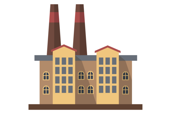 Download Industrial Building with Chimney Pipes. - Premium Resources