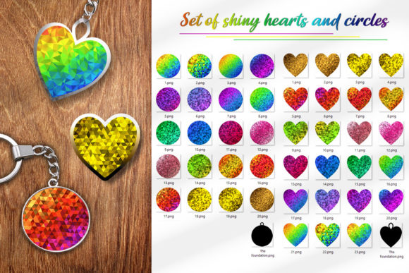 Download Set of Shiny Hearts and Circles - Shiny heart Collection