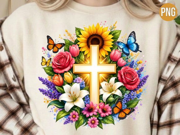 Download Floral Faith Cross Religious PNG Shirt - Religious png Collection