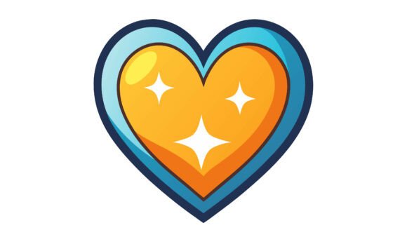 Download Shiny Heart Badge with Starbursts - Shiny heart Collection