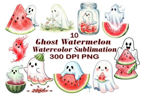 Download Ghost Watermelon Watercolor Sublimation - Ghost Collection