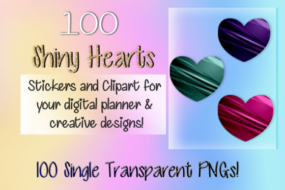 Download 100 Shiny Heart Clipart Digital Stickers - Shiny heart Collection