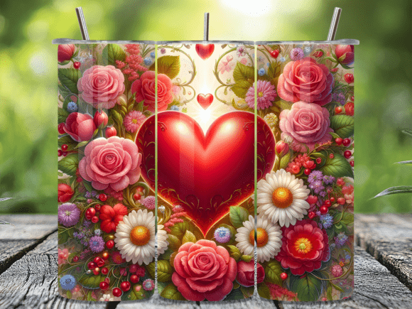 Download 3D Shiny Heart Rose Valentine Tumbler - Shiny heart Collection